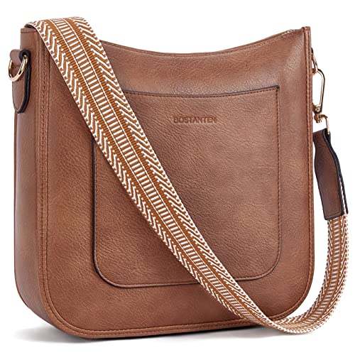 BOSTANTEN Crossbody Bags for Women Trendy Vegan Leather Guitar Strap Purse for Spring Travel - color: A01-retro Brown