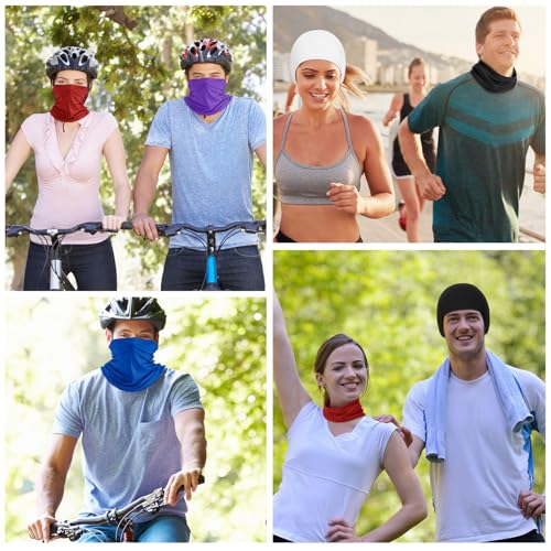 Geyoga 6 Pieces Summer UV Protection Cooling Neck Gaiter Face Clothing Neck Gaiter Mask Scarf Sunscreen Breathable Bandana - color: Simple Color