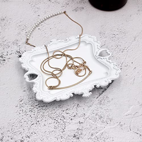 Vintage Small White Ring Dish, Birthday & Wedding Gifts for Women，Wedding Ring Tray (White (1 Pack)) - color: White (1 Pack)