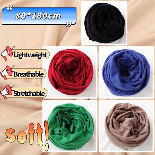 Head Wraps for Black Women, Breathable Headwrap Soft Long Hair Wraps Wide Headscarves for Locs Braids - color: 5pcs-(black,royal Blue,wine Red,green,camel)