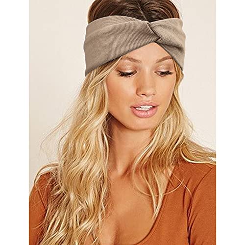 AQOKKA Elastic Knotted Headbands for Women Criss Cross Head Bands for Women's Hair Non Slip Boho Wrap Twisted Hair Accessories - color: 8 Pack Ribbing Cross Headbands B