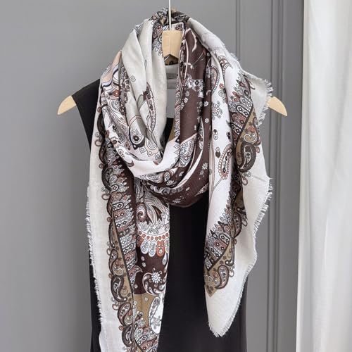 K-Elewon Large Square Scarf 51" Cotton and Linen Hand feel Scarf Fashion Scarves Hair Wrapping Scarfs Neck Scarves for Women - color: H2303