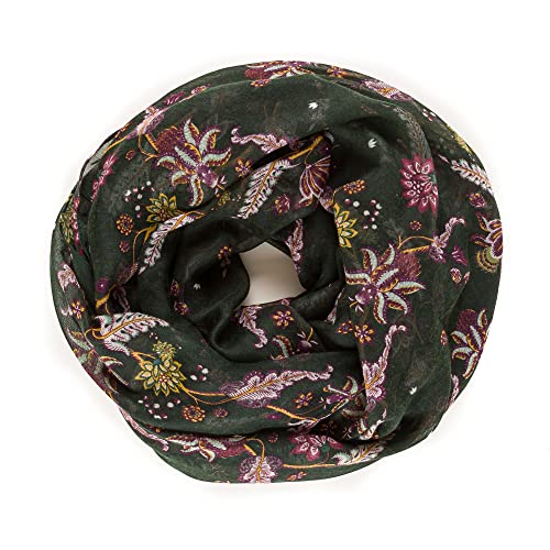 MELIFLUOS DESIGNED IN SPAIN Scarf for Women Lightweight Floral Flower Scarves for Summer Fall Shawl Wrap - color: Barcelona Collections 43 - Green Paisley Floral
