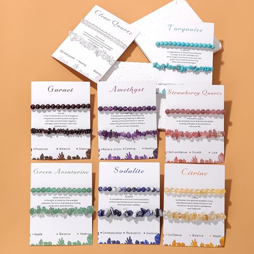 Healing Crystal Bracelets for Women 2 PCS 6mm Natural Stone Bracelet Stretch Crystal Beaded Bracelets Handmade Gemstone Bracelet Jewelry Gifts Christmas Gifts for Women Girls - style: citrine