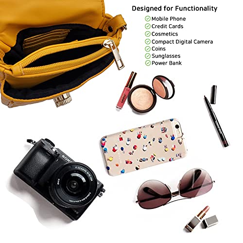 Phone Crossbody Bags for Women Small Vegan Leather Mini Shoulder Wallet Card Quilted Purse - color: C - Yellow & Gold