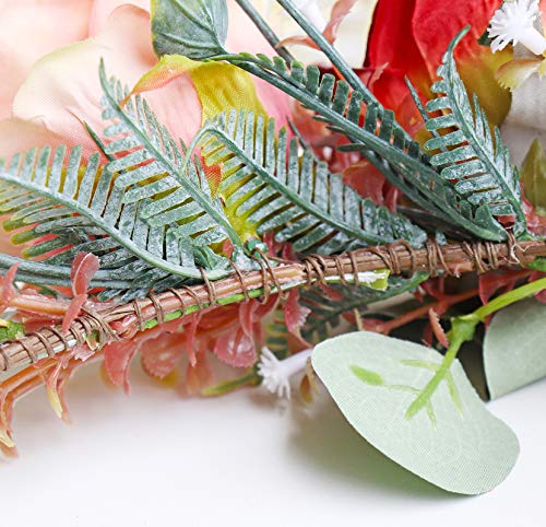 Vivivalue Boho Flower Crown Rose Floral Headband Hair Wreath Flower Headpiece Halo with Ribbon Wedding Party Photos - color: 88