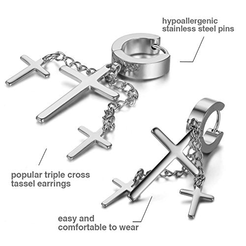 Aroncent 12PCS Stainless Steel Fake Tapers Mens Earrings Illusion Tunnel Cheater Piercing Jewelry Set for Men Women - color: A4