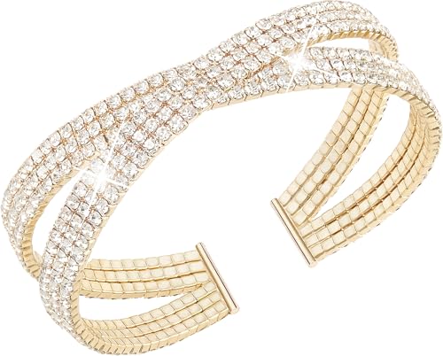 Suyi Rhinestone Bracelet Multilayer Gold Cuff Bracelet for Women Crystal Braidal Bracelets - color: Gold 6