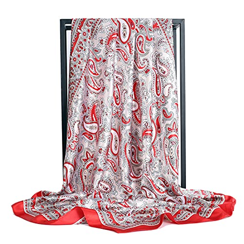 Headscarf Large Square Women Scarf 35" Fashion Scarves Silk Feeling Hairscarf - color: A104