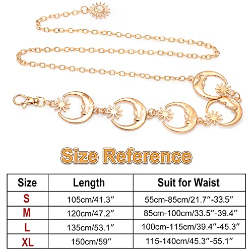 Metal Waist Chain Body Belly Belt Chains Jewelry Accessories for Women - color: Moon Gold, size: M: 47.2 in