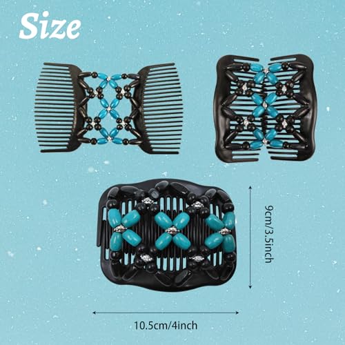 5 Pieces Stretchy Magic Hair Comb Adjustable Elastic Comb Hair Clip for Women Girls No Crease Hair Pins Vintage Hair Bun Maker Hair Accessories for Curly Thick Wavy Hair Ponytail - color: Black,Red,Pink,Purple,Blue