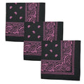 Motique Accessories Two Tone Paisley Bandana - Set of 3 - color: Black Pink