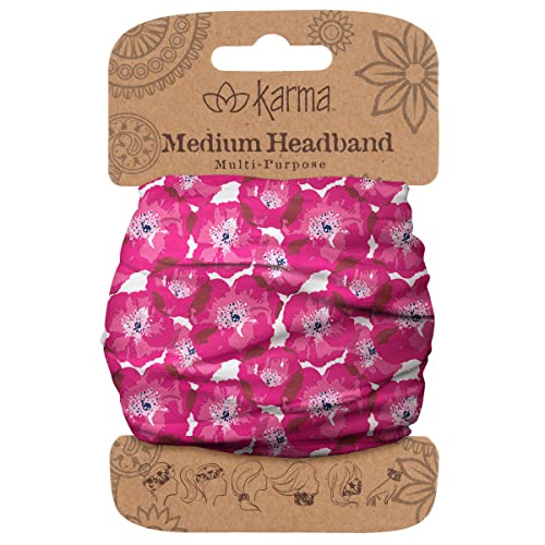 Karma Pink Poppy Headband for Women - Medium - Fabric Headband and Stretchy Hair Scarf - Dark Pink - color: Pink Poppy, size: 1 Count (Pack of 1)