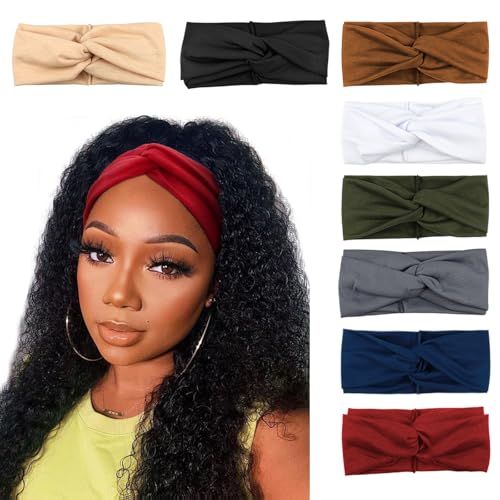 DRESHOW 8 Pack Headbands for Women Yoga Knotted Headbands Elastic Criss Cross Hair Accessories Sports Head Wrap Non Slip - color: 8 Pcs Cross Knotted A