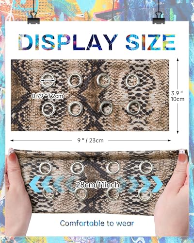 AWAYTR Women Hollow Out Eyelet Elastic Headband Y2K Wide Grommet Hairband Punk Grunge Wide Band for Girls (Snakeskin pattern/Brown Leopard/Black, One size) - color: Snakeskin pattern/Brown Leopard/Black