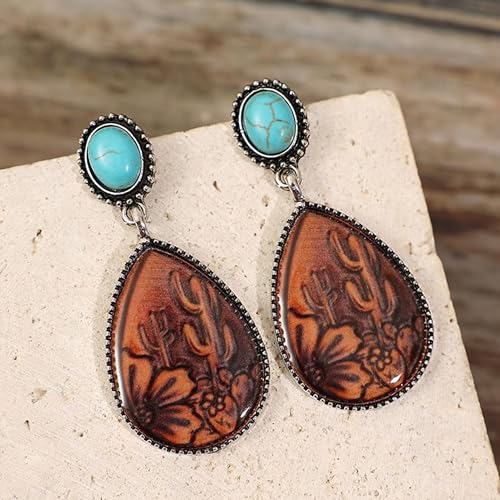 Boho Earrings for Women Trendy Gold Dangle Earrings Vintage Bohemian Indian Country Jewelry Gifts Boho Dress Chic Clothing - color: B4:western turquoise earrings