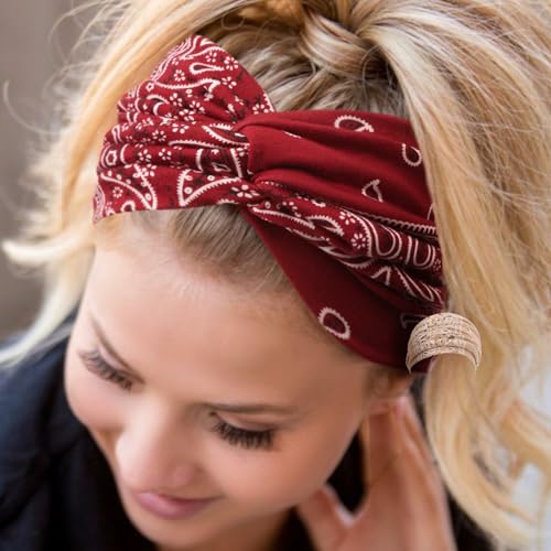 DRESHOW 6 Pack Extra Wide Headbands for Women Large Turban Headband Boho Head Wrap Elastic Hairbands Hair Twisted Knot Hair Accessories - color: 6 Pack Knotted: Paisley Patterned