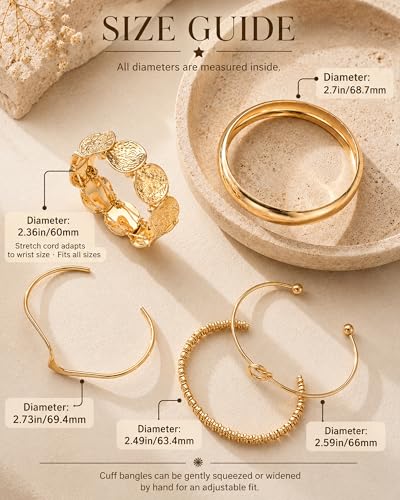 iF YOU Gold Bangle Bracelets for Women, Dainty Knot 14K Gold Plated Multi Layer Bangle Cuffs, Personalized Boho Chunky Bracelets for Women Jewelrys Set Gifts - color: gold-01