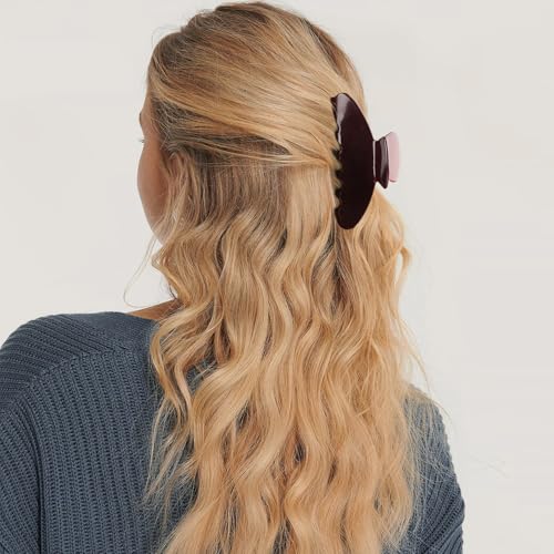 MAORULU Cute Claw Clip for Women – 4.3'' Large Acetate Hair Clips for Thick Thin Curly Long Hair, Durable Hair Clamps Non-slip Jaw Clip, Strong Hold, Stylish French Design (Chocolate) - color: Chocolate