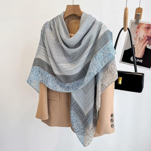 K-Elewon Large Square Scarf 51" Cotton and Linen Hand feel Scarf Fashion Scarves Hair Wrapping Scarfs Neck Scarves for Women - color: H2305