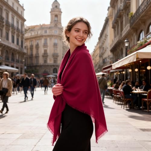 K-Elewon Large Square Scarf 51" Cotton and Linen Hand feel Scarf Fashion Scarves Hair Wrapping Scarfs Neck Scarves for Women - color: H2313
