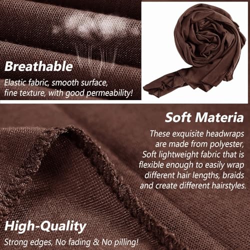 Head Wraps for Black Women African Head Wrap Lightweight for Women Long Plain Turban Hair Scarf Scarves - color: 4 Pcs-black,camel,beige,dark Coffee