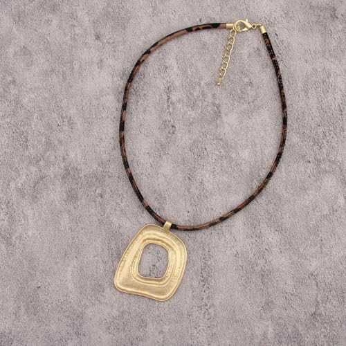 JAOYU Bohemian Necklaces for Women Leather Necklace Wood Pendant Choker Long Brown Necklace Chunky Circle Boho Hippie Jewelry - style: Boho Style Choker