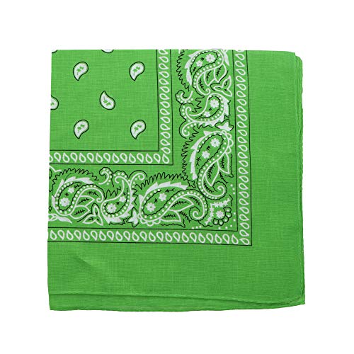 Motique Accessories 22 Inch Cotton Paisley Bandana - color: Apple Green