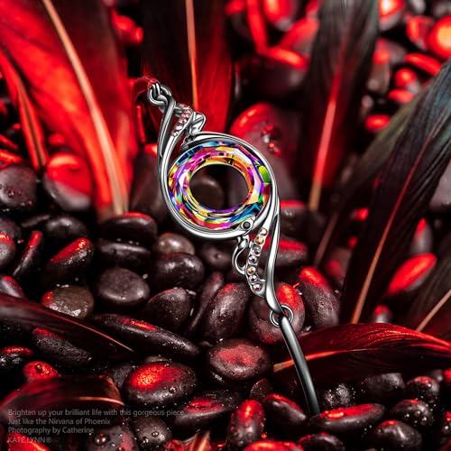 Kate Lynn "Rise From the Ashes" Phoenix Bracelet Made with Crystals from Austria, Adjustable Bangle Bracelet for Women 7"+2", Packaged with Jewelry Box, Birthday Gift for Women, Symbol of Luck and Renewal - color: Iridescence