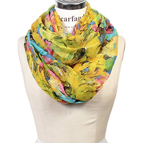 Scarfand's Romantic Rose Prints & Floral Patterns Lightweight Infinity Fashion Scarves Wraps - color: Brush Stroke Yellow