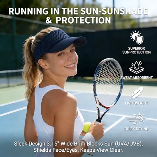 AUSFLUG Sun Visor Hat Men Women - Wide Brim Quick Dry Adjustable Cap, Lightweight for Golf Tennis Pickleball Beach - color: Blue