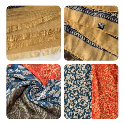 Paisley Pashmina Feel Shawls Wraps for Women Rave Scarf Soft Silky Exotic Boho All Seasons - color: Yellow