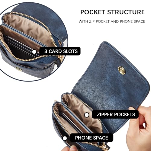 BOSTANTEN Vegan Leather Crossbody Bags for Women Designer Cell Phone Bag Wallet Purses Adjustable Strap - color: A-04-navy Blue