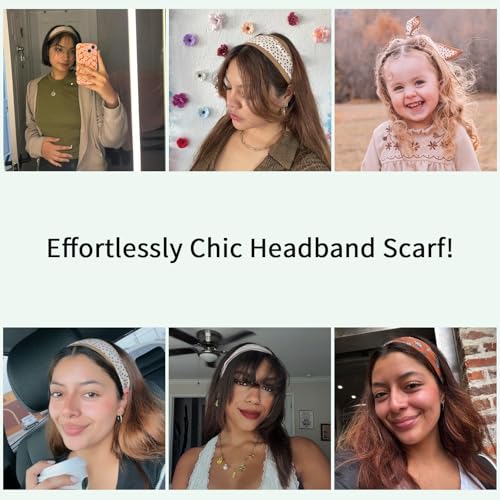 4/40 Pcs Hair Scarf for Women, 35"x2.36" Lightweight Silk Headband, Purse & Bag Scarves Gift Collection - color: Khaki