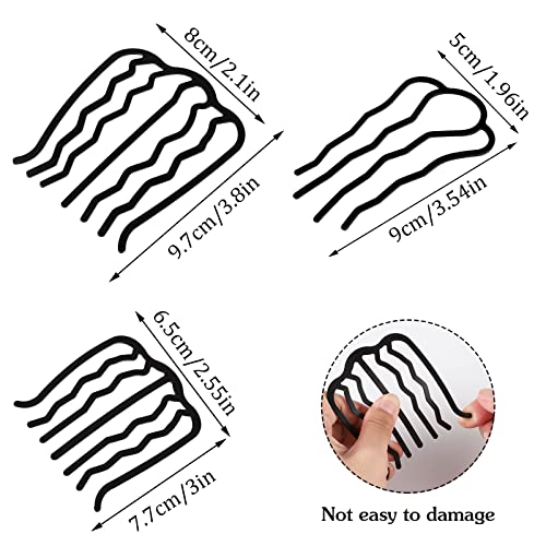 8 Piece U-Shape Hair Combs for Women's French Twist Updo and Bun Vintage Styling (Black) - color: Black