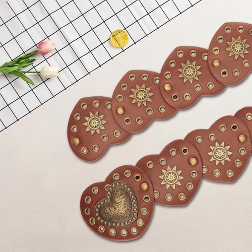 XuoAz Women Wide-Disc-Western-Belt Chunky-Cowgirl Cowboy Belt Concho Country Leather Belt for Dress