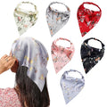 Vercret 6 Pack Hair Scarf Headband for Women Elastic Bandana Head Scarf Large Boho Triangle Kerchief with Clips Non Slip Scarves - color: Floral