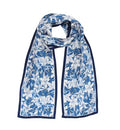 ANDANTINO 100% Silk Scarf for Women 59”*6.3” Long Shawls for Headscarf and Neck- Oblong Hair Wraps with Gift Packed - color: Blue&white Lilies