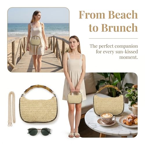GOKTOW Straw Clutch Purses for Women Small Summer Handbag Woven Beach Hobo Tote Bags Vacation Crossbody Bag 2026 - color: Beige
