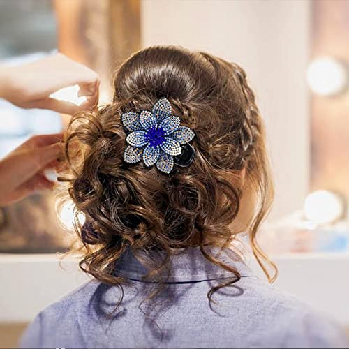 inSowni 4 Pack Luxury Fancy Decorative Glitter Sparkly Crystals Rhinestones Big Flower Hair Claws Clips Barrettes Hairpins Clamps Korean Hair Accessories for Women Girls Thick Long Hair - color: 4pcs Set C