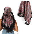 Hexchasty 35”Head Scarf Satin Silk Like Hair Scarf Large Square Head Scarves Bandana Head Wraps Headscarfs for Women Green - color: A-black Mixed