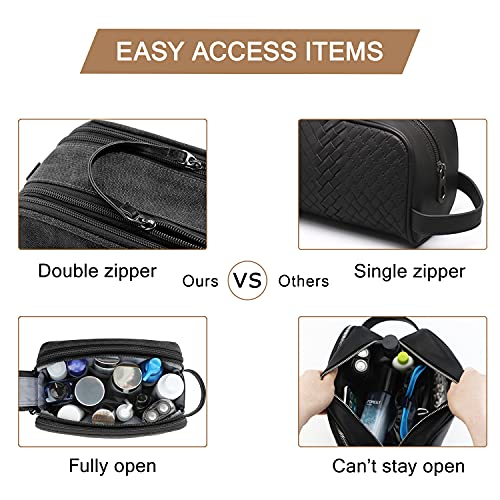 BAGSMART Toiletry Bag for Men, Canvas Travel Toiletry Organizer Dopp Kit Water-resistant Shaving Bag for Toiletries Accessories,Black-Medium - color: Black, size: Medium
