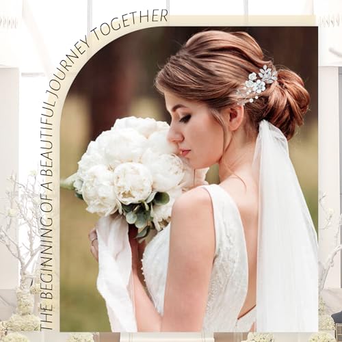 inSowni 20 Pieces Rhinestone Pearl Bridal Wedding Party Prom White Flower Hair Side Combs Slides +U-shaped Floral Hair Pins+Twist Spiral Pearl Hairpins Headpieces for Brides Bridesmaids Girls Women - color: Pure White