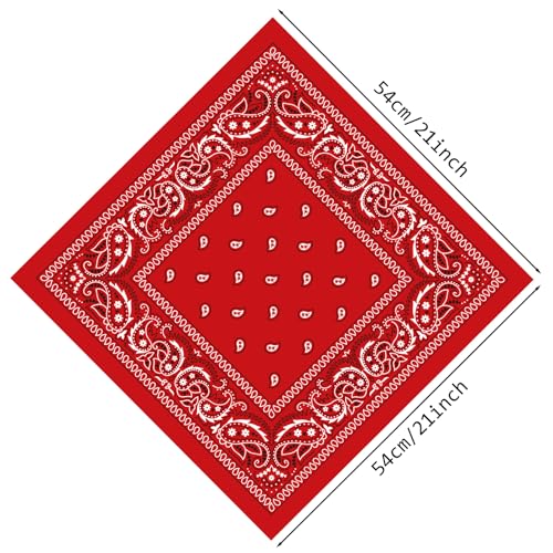 PLULON Bandanas for Men Women 4/12/24/30 Pack, Paisley Pattern Bandana Bulk Headbands Handkerchief Face Mask 100% Polyester - color: 4 Colors