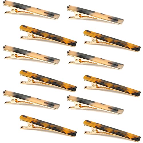 Cobahom Leopard Print and Tortoise Shell Hair Clips - 12 Pack Metal Duck Teeth Pins for Styling, 2.36 Inch - color: 12 Pcs 2.36 Inch Leopard Print