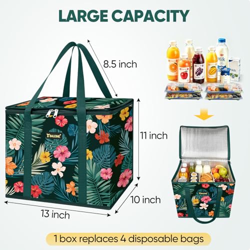 BALEINE 1Pk Insulated Reusable Grocery Bags, Foldable Shopping Bags for Groceries with Reinforced Bottom & Handles (Blossom Season) - color: Blossom Season, size: 1 Pack (Insulated)