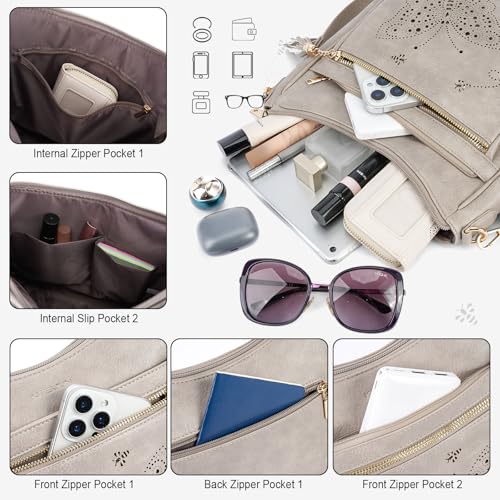 KITEVIUN Medium Crossbody Bags for Women Trendy, Women's Butterfly Shoulder Handbags with Tassel - color: 004-gray