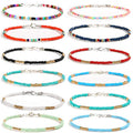 XIJIN 8Pcs Handmade Beaded Anklets for Women Boho Colorful Beads Ankle Bracelets Adjustable Foot Anklet Set - color: E