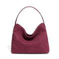 Slouchy Suede Woven Hobo Bags Women Trendy Suede Purse Crossbody Crescent Shoulder Satchel Bag Top Handle Tote Handbag | Slouchy - color: Burgundy