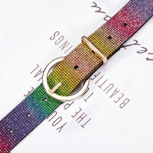 Dubulle Womens Belt Chain Leather Belts Vintage Western Adjustable Elastic Double Buckle for Cowboy Pant Dress - color: Multicolor